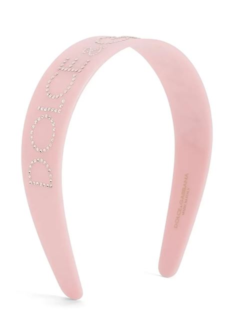 Cerchietto Rosa Con Logo Di Strass DOLCE & GABBANA KIDS | WHR2J2-W1111F0079